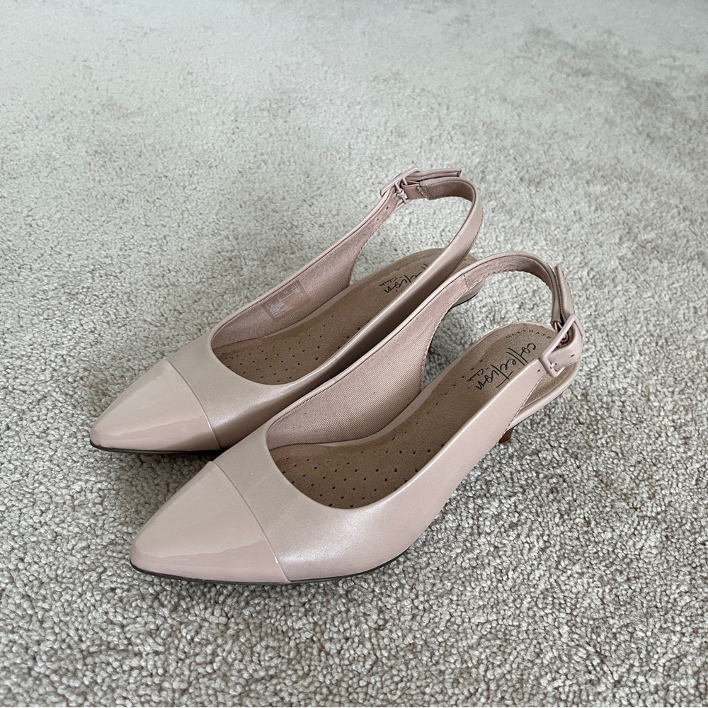 Clarks Beige Heels with Slingback Design